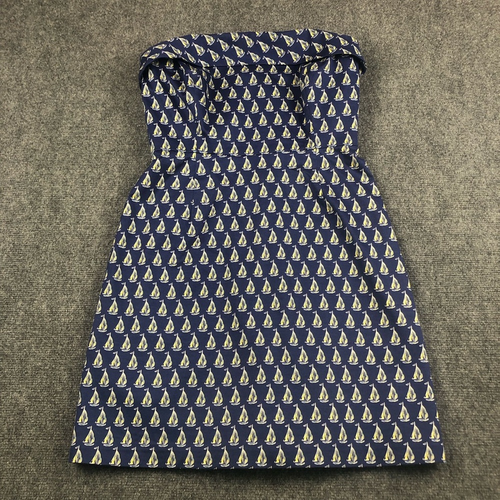 Vineyard Vines Women’s Strapless Navy Sailboat Print Dress